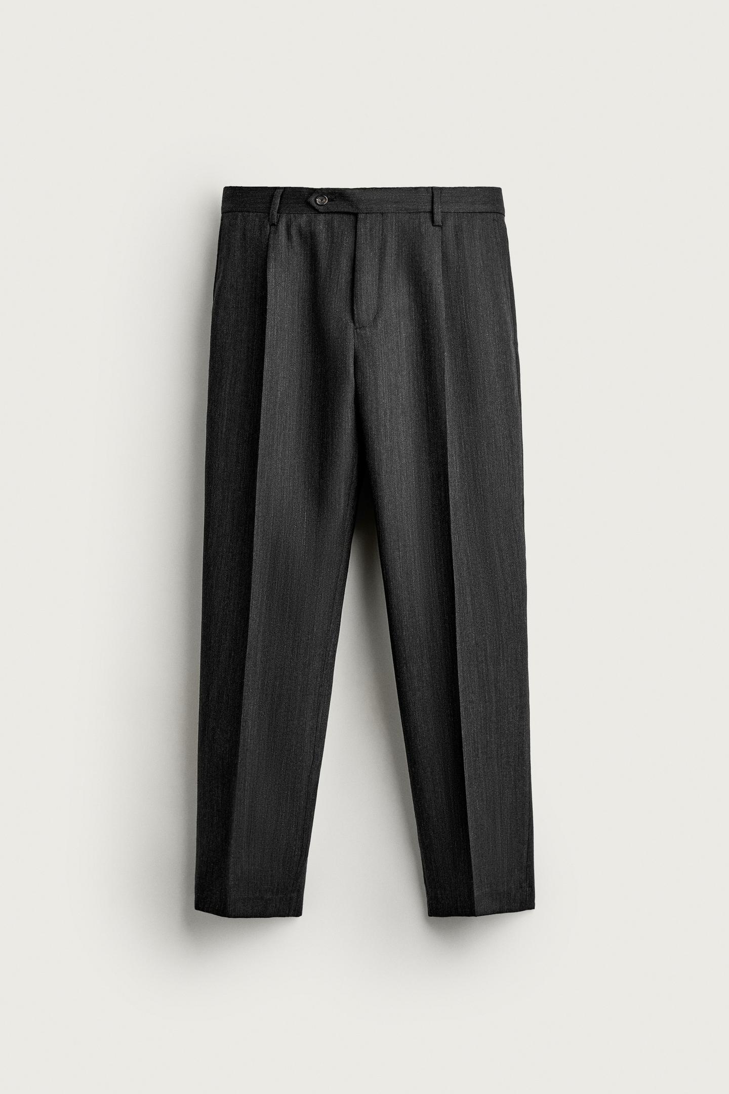 Мужские брюки Zara 100% Wool Regular Fit Suit, цвет: Антрацитовый серый — фото 5