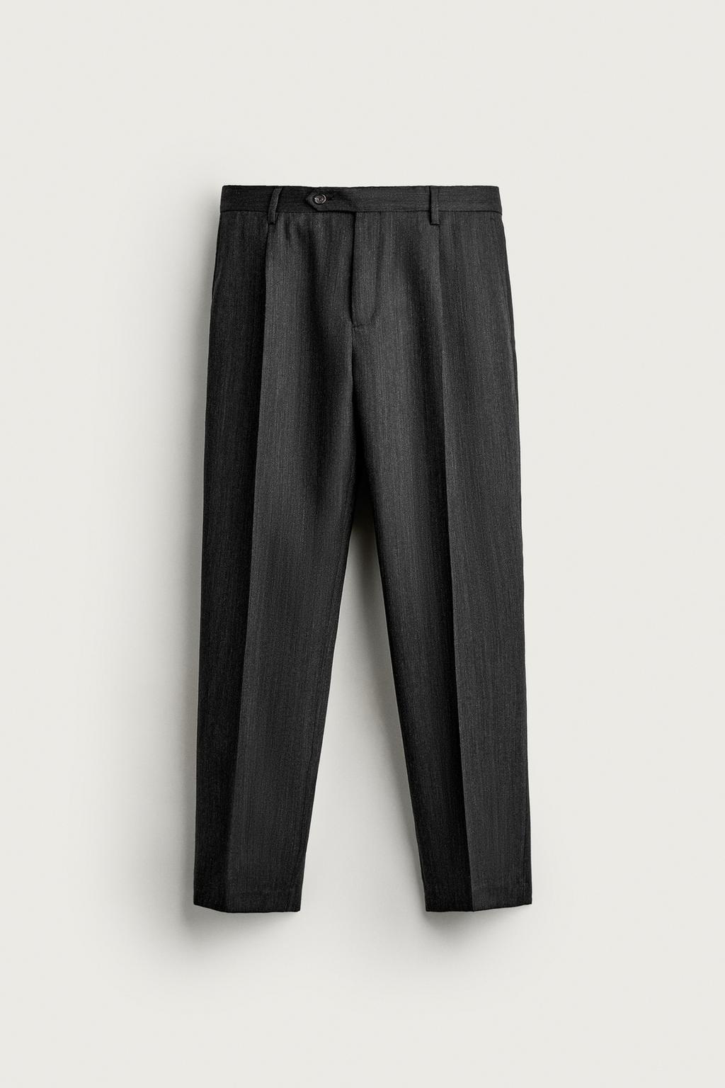 100% WOOL REGULAR FIT SUIT TROUSERS