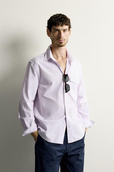 CHEMISE RAYÉE REGULAR FIT - Lilas / Blanc de Zara