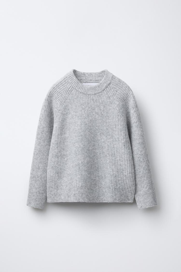 Zara Pulli Zara Weihnachtspullover Damen STRICKPULLOVER Perlgrau