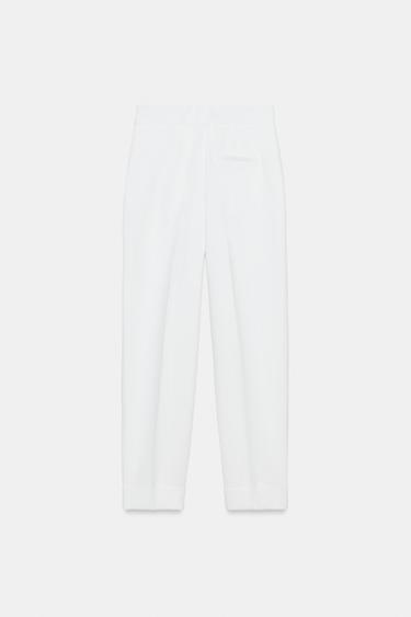 TROUSERS WITH PLEATS AND TURN-UP HEMS - White by Zara - Image 7