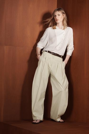 ZW COLLECTION FLOWING SHIRT WITH BIB DETAIL - Ecru by Zara - Image 0