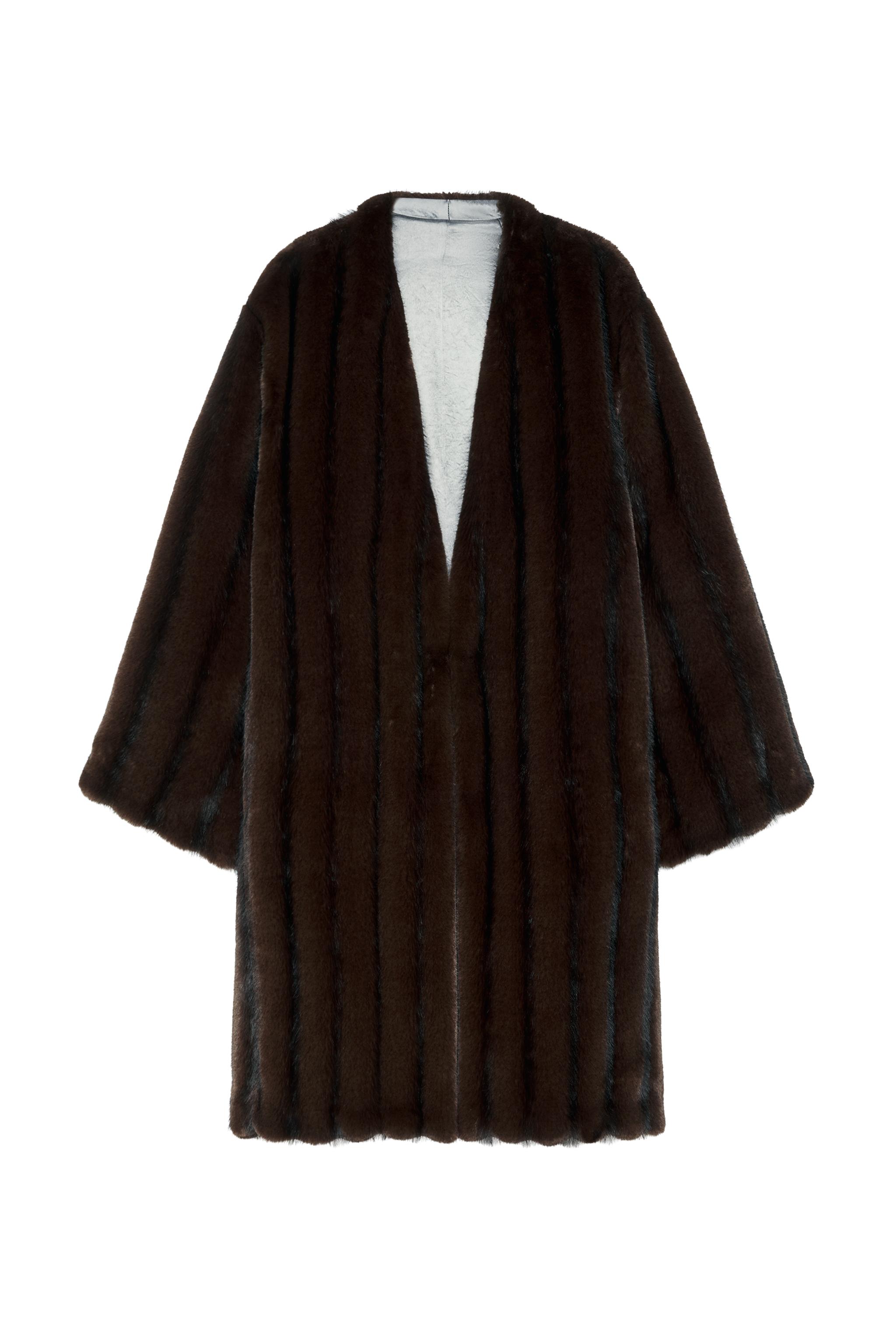MANTEAU EFFET FOURRURE RÉVERSIBLE CONTRASTE