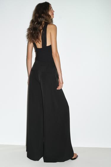 PANTALON PALAZZO BOUTON DORÉ - Noir de Zara - Image 5