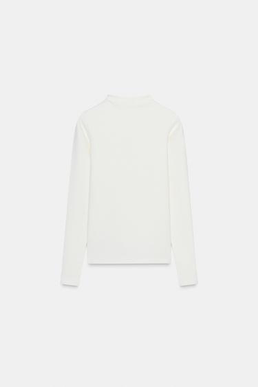 HIGH NECK T-SHIRT - Oyster-white by Zara - Image 5