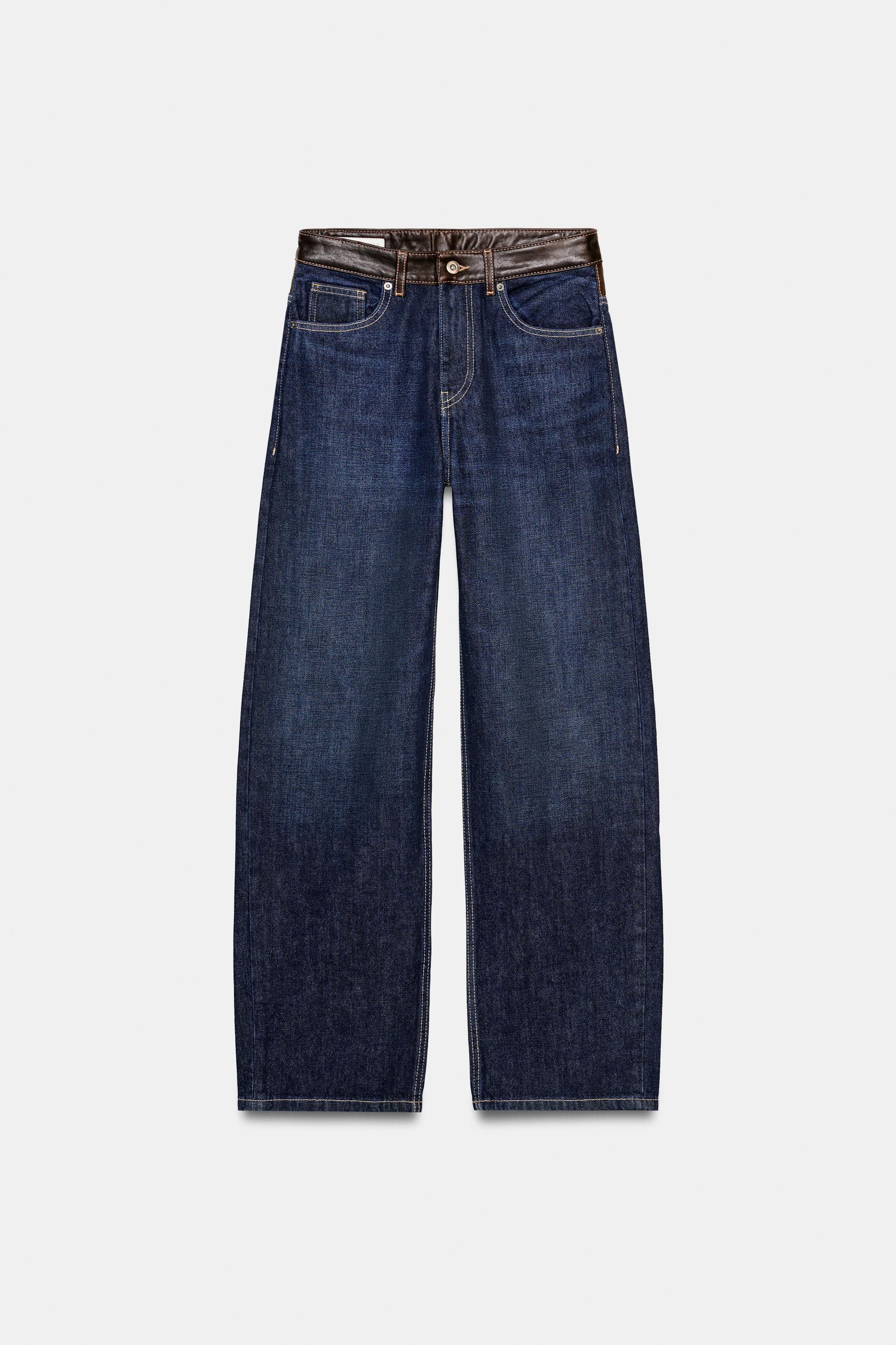 TRF ハイウエストストレートレッグジーンズ - ダークインディゴブルー