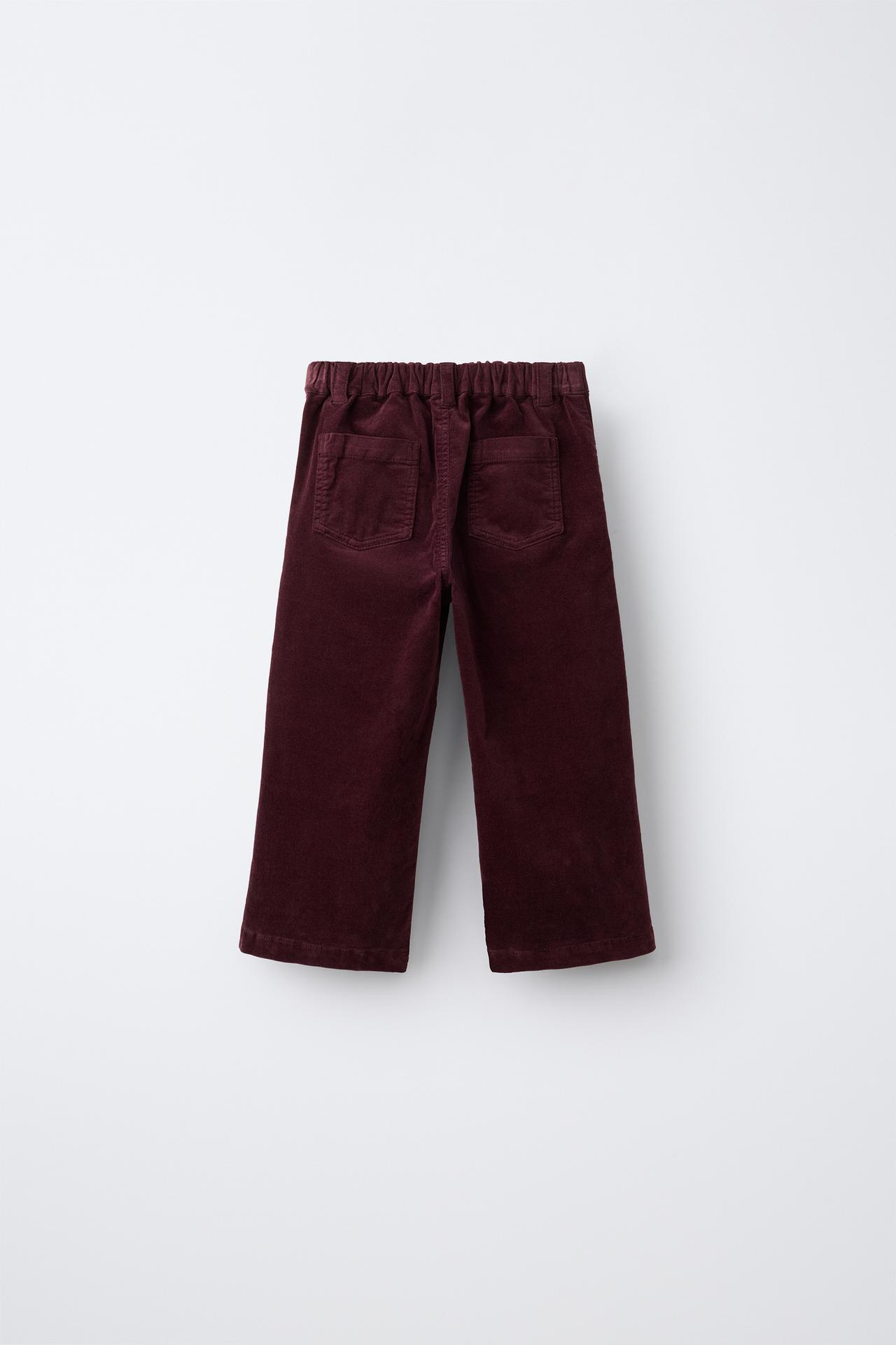 VELVET CULOTTE PANTS — Burgundy