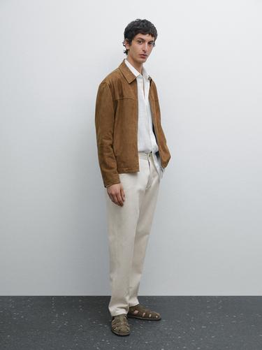 Zara Cotton blend tapered fit denim trousers - Ecru