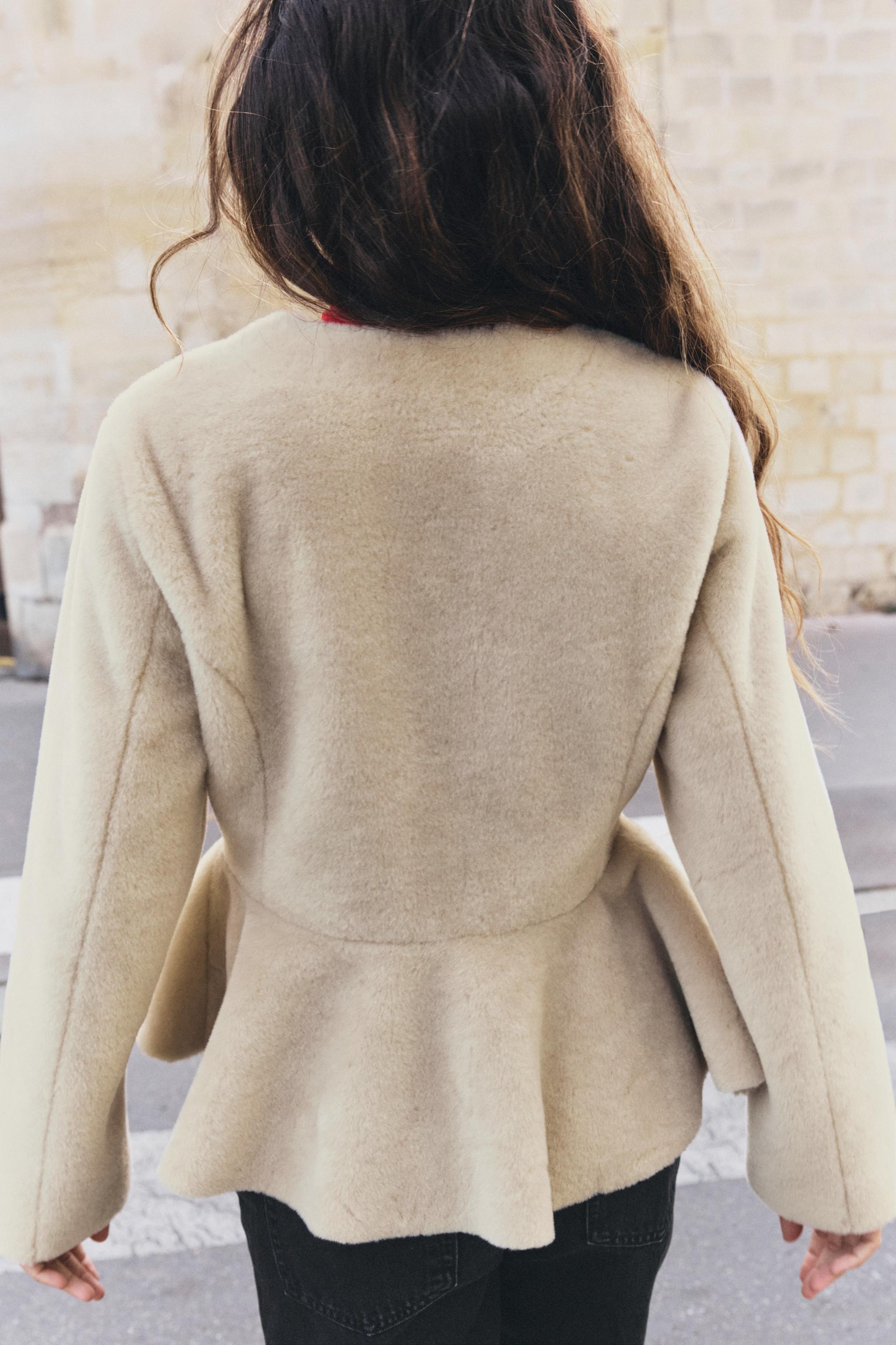 Faux Fur Peplum Jacket