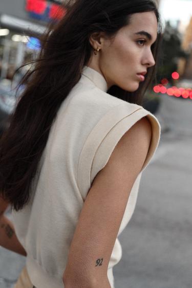 KNIT TOP WITH PADDED SHOULDERS - Mid-ecru by Zara - Image 5