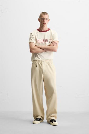 PANTALON RELAXED FIT STRUCTURE - Écru de Zara