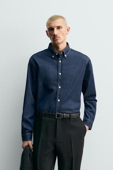 CAMISA DENIM DE COTÓ - CAIXMIR - Blau de Zara