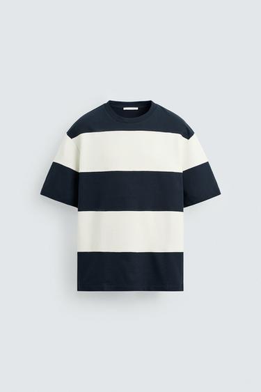CONTRAST STRIPE SWEATSHIRT - Ecru / Navy by Zara
