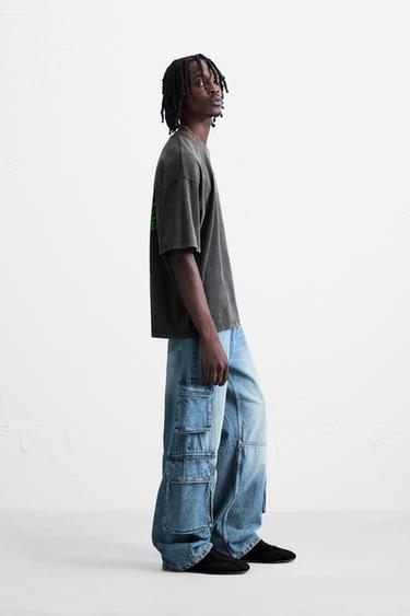 WASHED TEXT T-SHIRT - Anthracite grey by Zara - Image 3