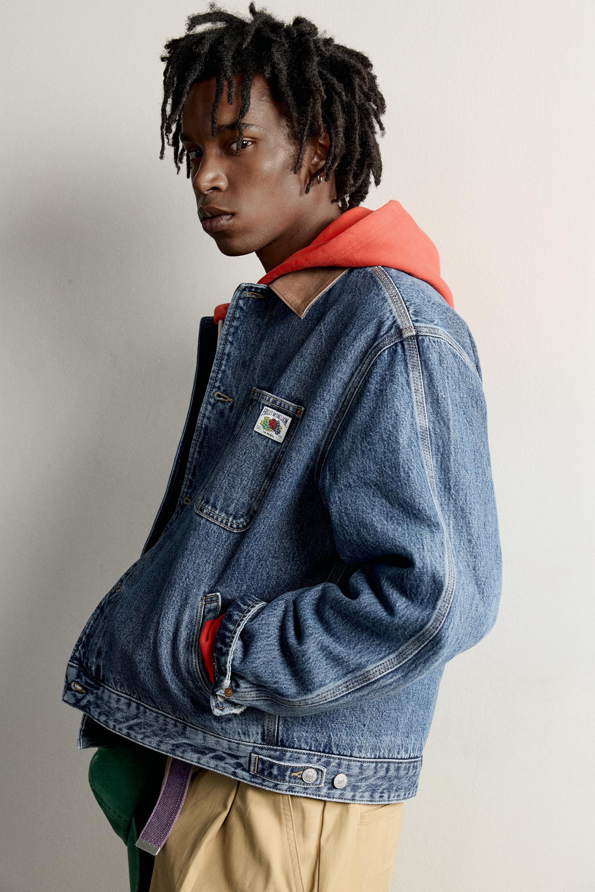 VESTE EN JEAN AVEC PIÈCE CONTRASTE FRUIT OF THE LOOM™
