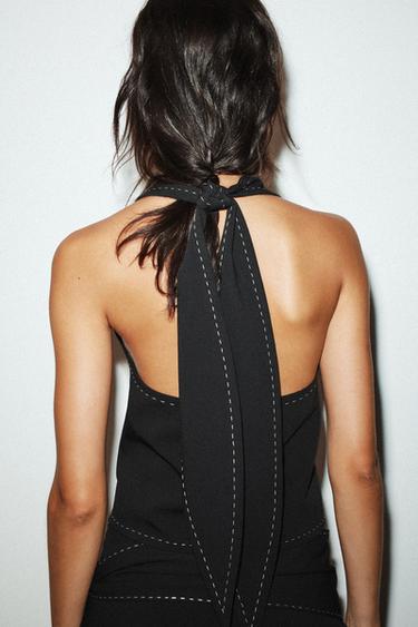 TOPSTITCH WAISTCOAT TOP - Black by Zara - Image 4