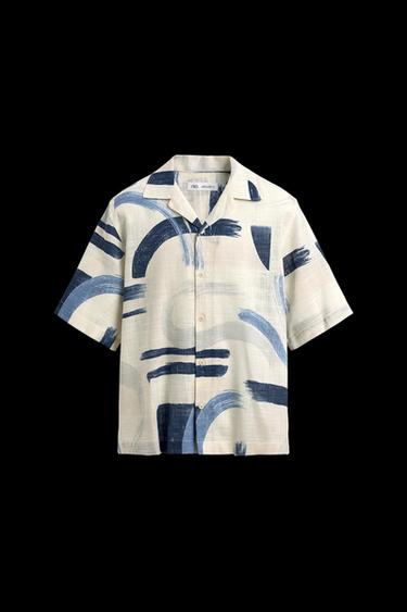 Zara ABSTRACT PRINT SHIRT - Blue