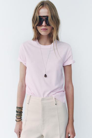 Zara BASIC COTTON T-SHIRT - Pink