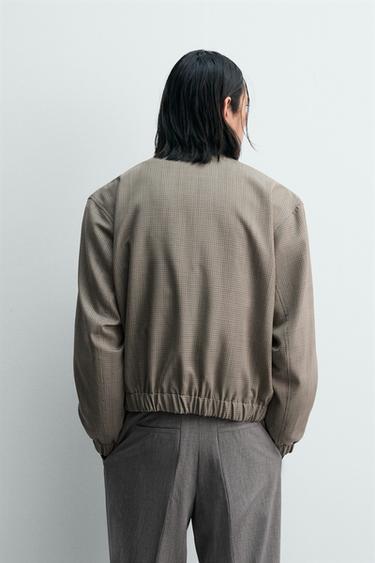 BLOUSON COUPE DÉCONTRACTÉE PIED-DE-POULE - Beige de Zara - Image 2