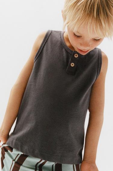 CAMISETA MANGA SISA BOTONES - Gris antracita de Zara