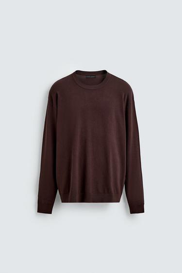 BASIC REGULAR FIT SWEATER - Aubergine by Zara