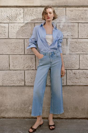 CAMISA OVERSIZE RAYAS CINTURÓN - Azul / Blanco de Zara - Imagen 0