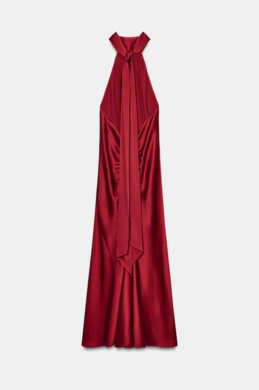 ROBE HALTER SATINÉE ZW COLLECTION - Rouge de Zara - Image 8