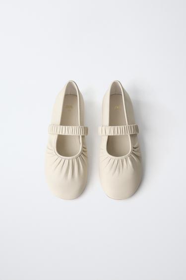 SHEEPSKIN LEATHER BALLET FLATS - White by Zara - Image 3