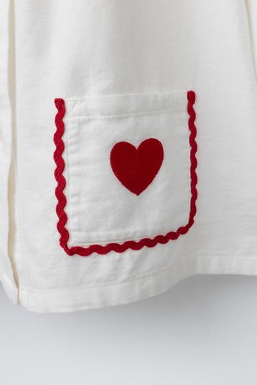 AGES 2-6/ WAVY TRIM AND HEART PRINT PYJAMAS - Ecru by Zara - Image 6
