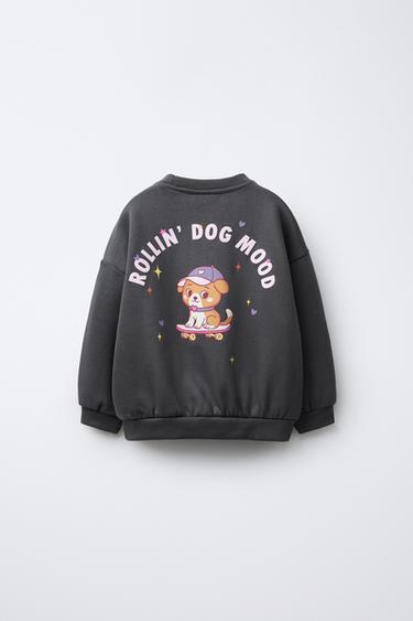 PRINTED SWEATSHIRT - Dark anthracite by Zara