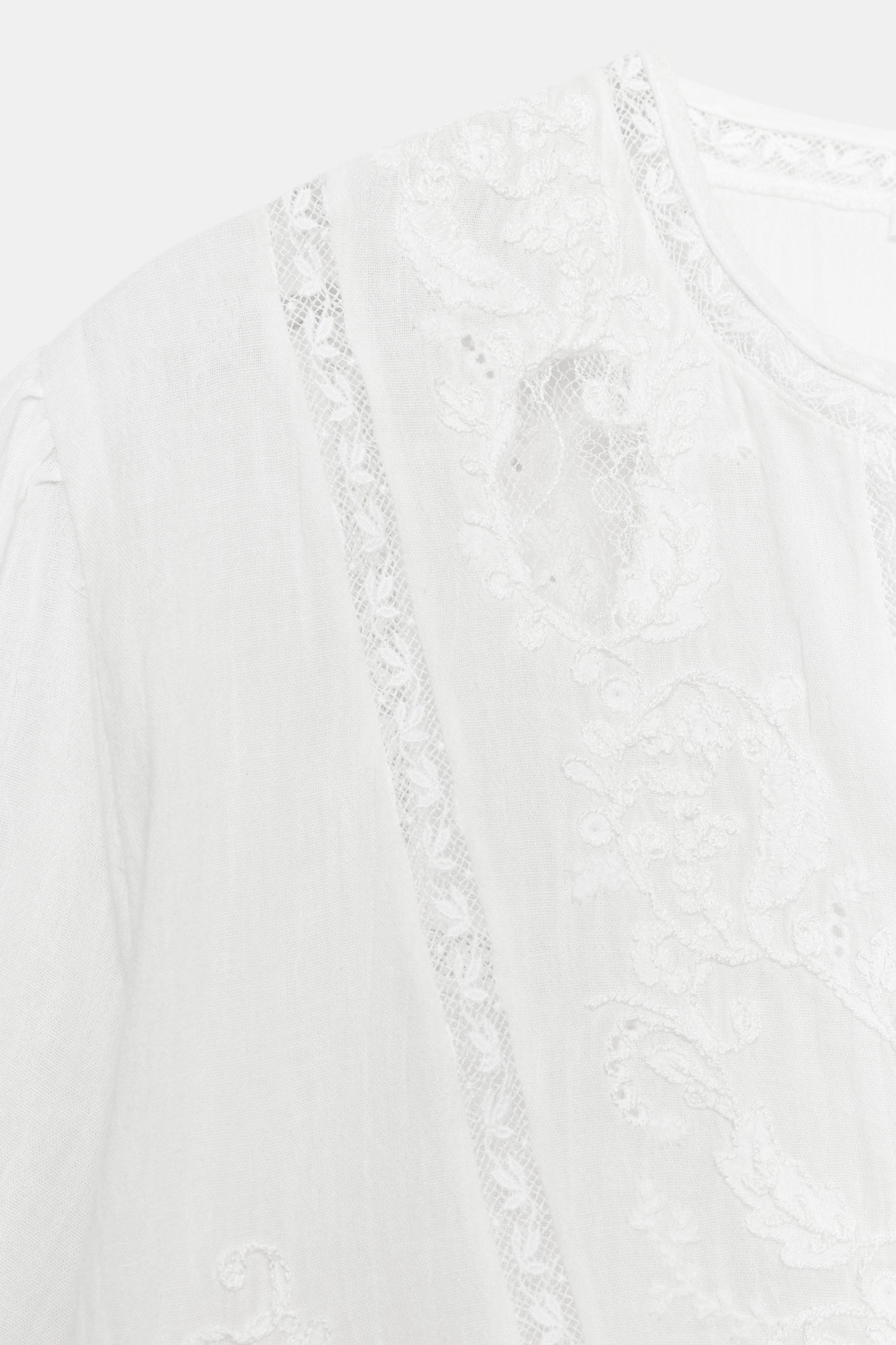 Женские рубашки Zara EMBROIDERED LACE SHIRT ZW COLLECTION — фото 8