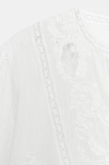 CHEMISE BRODERIES DENTELLE ZW COLLECTION - Blanc de Zara - Image 7