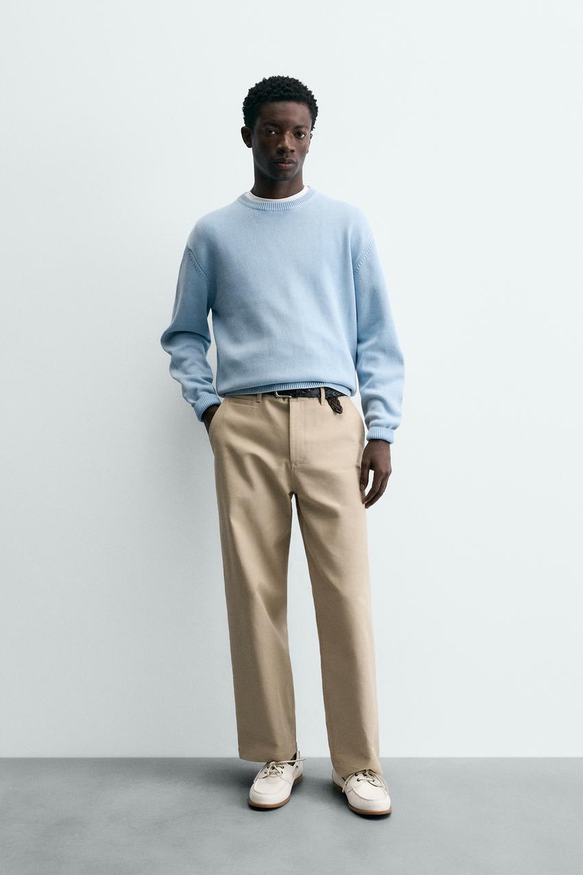 WASHED COTTON TEXTURED JUMPER - Faded sky blue | ZARA United States