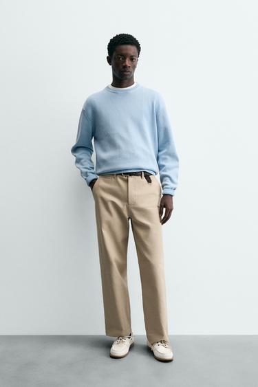 Zara PAMUČNI PULOVER STRUKTURIRANOG IZGLEDA – izblijedjelo nebesko plava – Slika 0