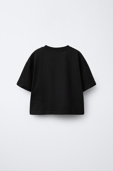 T-SHIRT À IMPRIMÉ FLEURI ET PERLES - Noir de Zara - Image 1