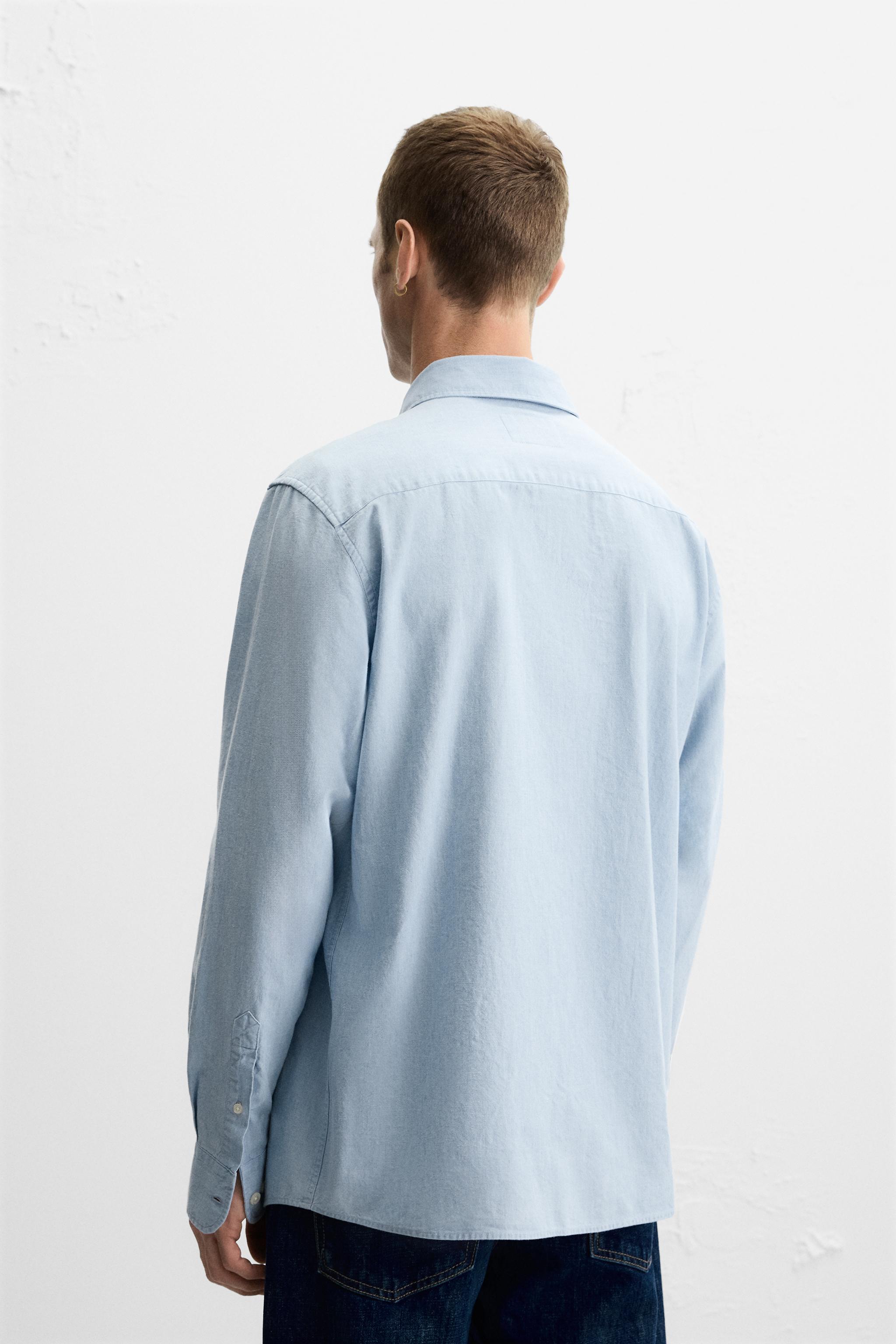 CHAMBRAY TEXTURED SHIRT - Light blue | ZARA United States
