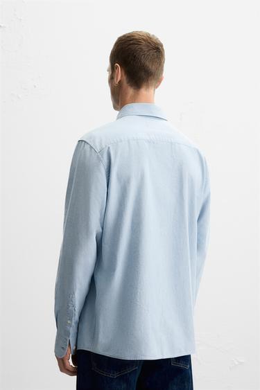CHAMBRAY TEXTURED SHIRT - Light blue by Zara - Image 2
