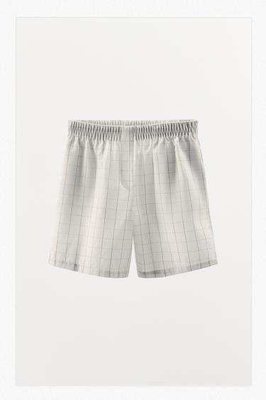CHECK COTTON SHORTS - Black / White by Zara