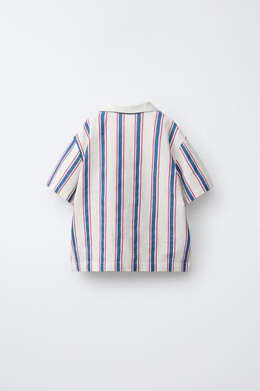 EMBROIDERED FISH STRIPE SHIRT - Ecru by Zara - Image 1