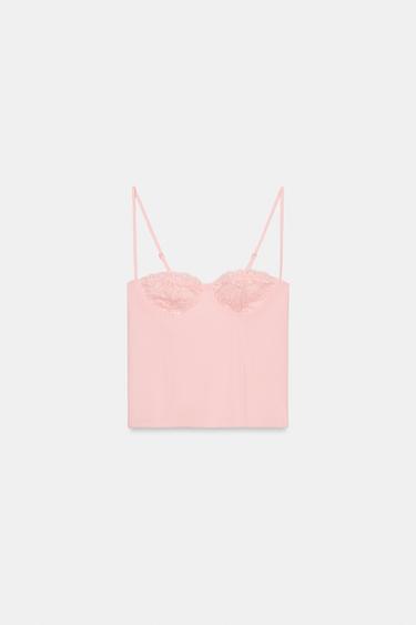 TOP STYLE CORSET ET DENTELLE - Rose pâle de Zara - Image 5