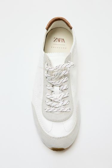 Zara DERBY SNEAKERS WITH HEEL DETAIL - White