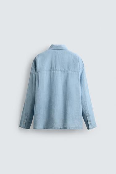 LIGHTWEIGHT DENIM SHIRT - Light blue by Zara - Image 6