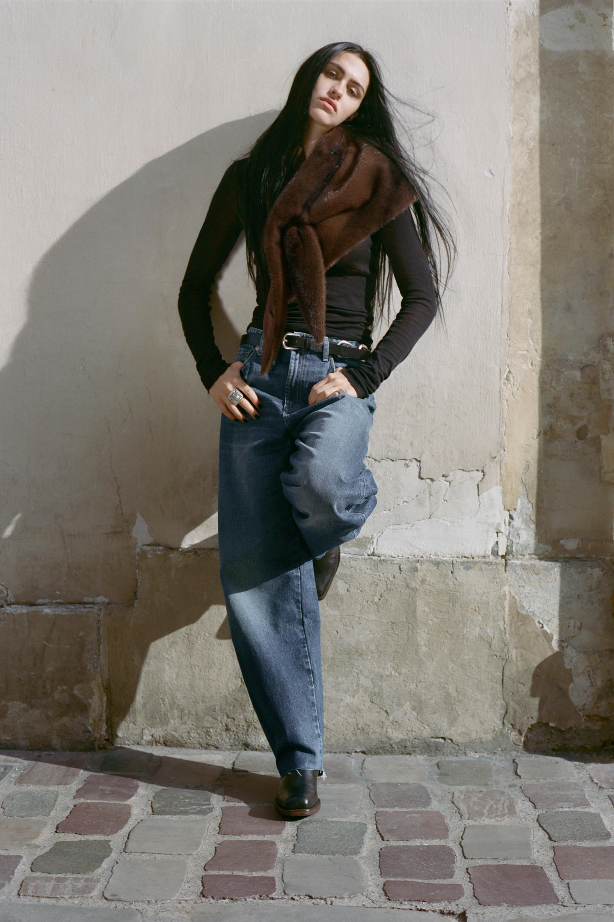 フェイクファートライアングルスカーフ - ブラウン | ZARA Japan / 日本