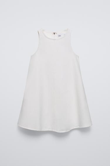 Zara DENIM MINI DRESS - White