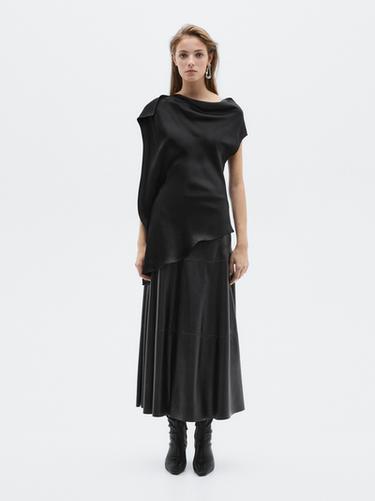 Zara Asymmetric satin top - LIMITED - Black - Image 0