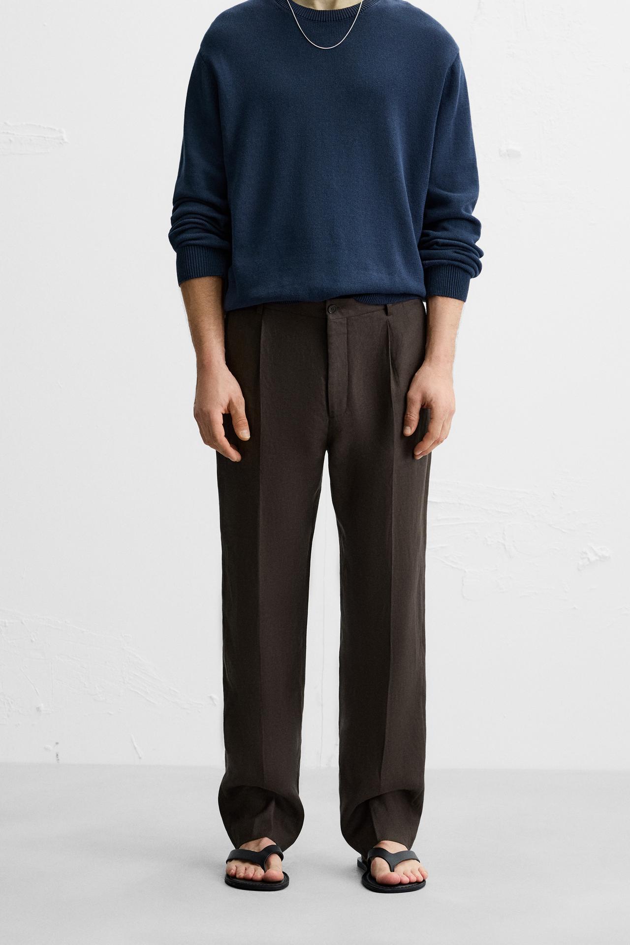 100% LINEN PLEATED PANTS