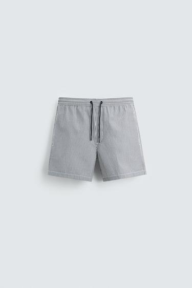 ثوب سباحة متوسط SEERSUCKER - بحري الخاص بـ Zara