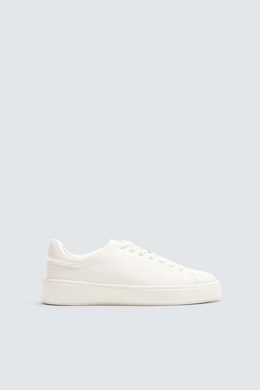 TENNIS EN CUIR ÉPAISSES - Blanc de Zara