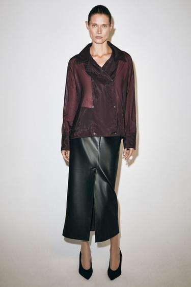 ZW COLLECTION ORGANZA SHIRT — Burgundy 2