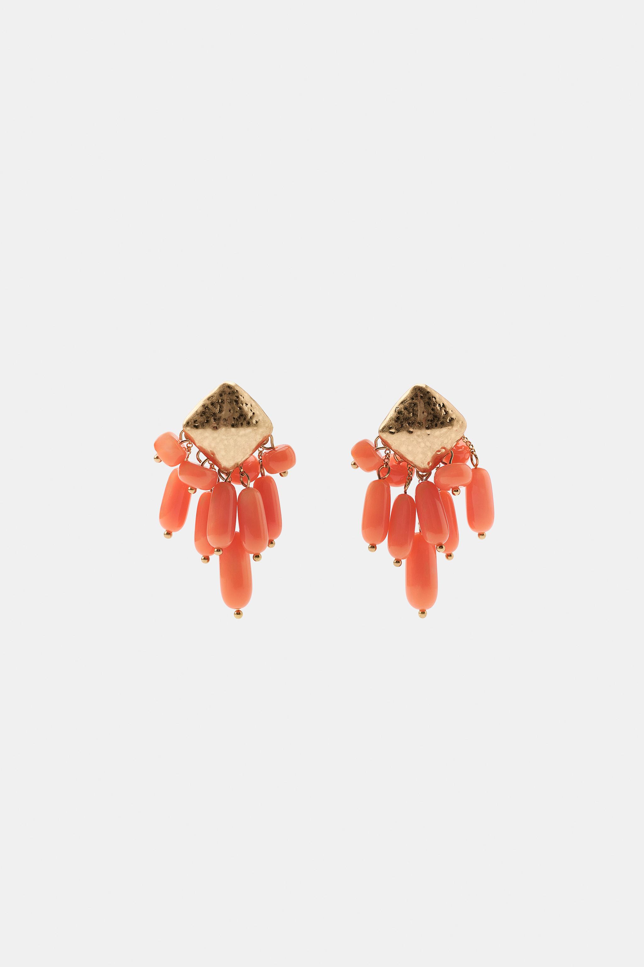 Женские аксессуары Zara BEADED RHOMBUS EARRINGS — фото 2